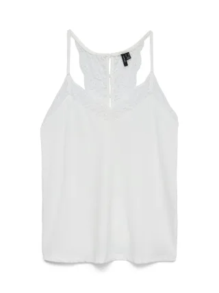 VERO MODA - VMANA S/L LACE TOP GA NOOS snow white - Gr. - M
