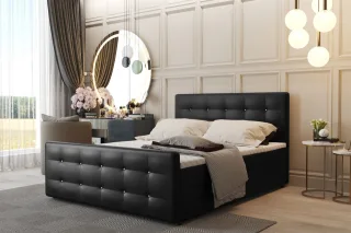 Boxspringbett Schlafzimmerbett CARLOS 180x220cm Kunstleder Schwarz inkl.Bettk...