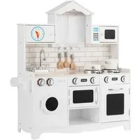 KOMFOTTEU Spielküche Kinderküche Holzwerkstoff, für Kinder inkl. Spielzubehör, 78 x 29 x 93cm