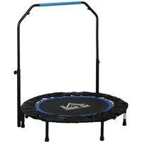 HOMCOM Fitnesstrampolin mit 4-Fach Höhenverstellbarer Haltegriff, Ø 102 cm, (Fitness-Rebounder, 1 tlg., Mini-Trampolin), für Erwachsene, Schwarz+Blau