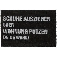 relaxdays Fußmatte Kokos "Wohnung putzen", Rechteckig, Höhe: 15 mm