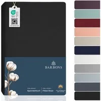 BARBONS Spannbettlaken Jersey Bettlaken, 145 g/m² Spannbetttuch, bis zu 25cm Höhe, Topper, Jersey aus 100% Baumwolle, Gummizug: rundum, (1 Stück), Rundumgummi, Atmungsaktiv