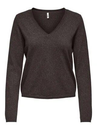 ONLY - ONLLOYAL LS V-NECK PULLO KNT NOOS Chocolate Torte - Gr. - S