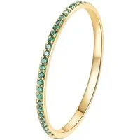 Hey Happiness Fingerring mit Kristallen in Grün / Schwarz, 18K vergoldet, Dünner Edelstahl Damenring Zirkonia, Wasserfester Kristallring