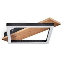 hofstein Deckenleuchte Deckenlampe aus Metall/MDF/Kunststoff in Schwarz/Holzoptik/Weiß, LED fest integriert, 3000 Kelvin, 1-flammig, 12 Watt, 1350 Lumen, 3000 Kelvin