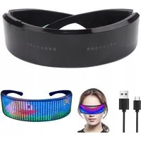 QUBEBU Sonnenbrille Einzigartige LED-Gläser, LED Brille APP Steuerung für Party, Glasses (DIY programmierbar Wiederaufladbar LED Brille für Konzert, Bar, DJ., Flashing Emotions Sonnenbrille für Männer Frauen Kinder) Für Halloween Weihnachten Karneval