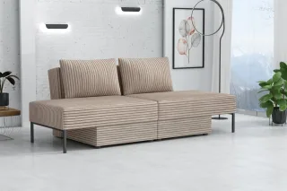Sofa mit Schlaffunktion GORKA 3in1 – Bett, Liege & Sofa in Stoff Velo Beige