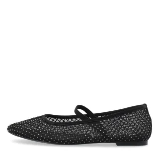 bianco - Elegante Mesh-Ballerinas mit Schmucksteinen schwarz - Gr. - 37