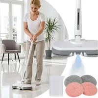 shop'n smile ideoon Hartbodenreiniger Kabellose Boden-Poliermaschine mit Wassertank, Teleskopstange, 30 W, Bodenwischer für grosse Flächen, Fliesen, Laminat