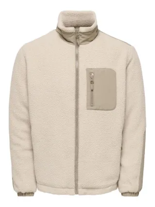 only & sons - Gefütterte Sherpa-Jacke grau - Gr. - S