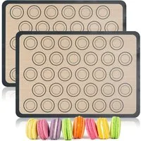 FOUORTUNATE-BEE Backmatte 2er Set Macaron-Backmatten aus Silikon, wiederverwendbar, (2-tlg), Antihaft-Backmatten für Macarons, Kuchen und Brot