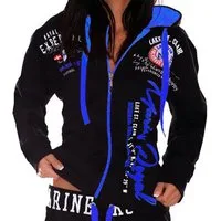 Jaylvis Collegejacke Damen Sweatjacke Sportjacke Joggingjacke mit lässiger Kapuze Marine Royal