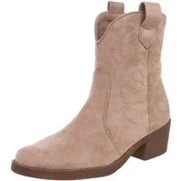 Ital-Design Elegante Cowboy-Stiefel aus Kunstleder mit Blockabsatz Westernstiefelette (89938103) Blockabsatz Stiefeletten in Beige