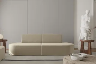 Sofa Designersofa 2-Sitzer MILOT in Stoff Opera Velvet Beige