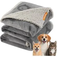 FEANDREA Tierdecke Wasserdichte Hundedecke, Haustier Decke, beidseitiger Sofabezug-Schutz, Sherpa TPU-Folie Flanell, für Minihunde, Katzen, 73 x 63 cm, S, maschinenwaschbar, grau