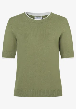 MORE & MORE - Kurzarm-Pullover grün - Gr. - 40