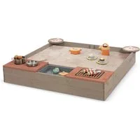 MUDDY BUDDY® Sandkasten Wild Bear, mit Matschwanne, Grill, Kochfeld, warmgrau/puderrosa