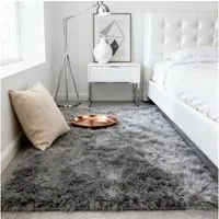 BTTO Teppich Kunstfell Teppich,Flauschiger Teppich Wohnzimmer,Uni-Farben, 50*80cm, Rechteckig