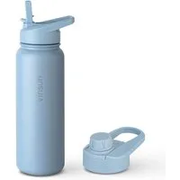 Vinsun Isolierflasche Edelstahl Trinkflasche 750ml Strohhalm - 2 Deckel Thermoflasche, BPA frei, doppelwandig, auslaufsicher, bruchsicher, geruchsneutral