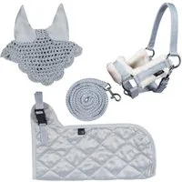 HKM Steckenpferd Hobby Horse Set - Halfter, Strick, Decke, Fliegenhaube, GRATIS Stirnriemen mit Strasssteinen