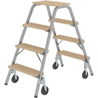 Munk Stahl-Holz-Tritt mit Bockrollen - 039014
