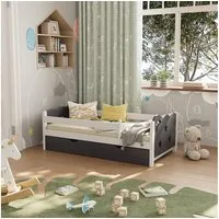 VitaliSpa® Kinderbett Jessica, Grau/Weiß, 70x140 cm mit Schublade, ohne Matratze (2-tlg)