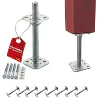 SO-TECH® Pfostenträger Stützträger höhenverstellbar Gewinde M24 Stahl feuerverzinkt, (8-St), zum Aufschrauben, wetterfest, 80 x 80 x 250 mm