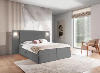 Boxspringbett Bett MARTEN 140x220cm Set.3 in Stoff Magic Velvet Dunkelgrau