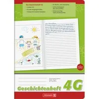 Baier & Schneider Schulheft Geschichtenheft A4 Lineatur 4G 16 Blatt grün, abwischbarer Umschlag