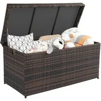 LALAHO Gartenbox Wasserdicht, 500L Rattan Aufbewahrungsbox, Aluminium Polyrattan für Garten, Terrasse, Balkon, 130x60x65 cm