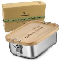 Gipfelgaudi Lunchbox Brotdose Edelstahl, Holzdeckel, Lunchbox für Kinder Erwachsene, (1-tlg)