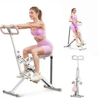 MERACH Bauchtrainer Fitnessgerät für Zuhause, Bauchmuskeltrainer, Rückentrainer (3 einstellbare Widerstandsbänder, bis 158 kg belastbar, klappbar, Platzsparend, verstellbarem Sitz, Armlehne und Lenker, LCD-Monitor), Kniebeugentrainer, Heimtrainer, Ba