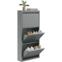 Woltu Schuhschrank (1-St) mit 3 Klappen, für 9 Paar Schuhe, Schuhregal aus Metall