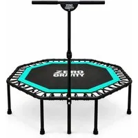 Zero Gravity Fitnesstrampolin mit großer Sprungfläche • Höhenverstellbarer Haltegriff • Bis 130kg, Ideal für Jumping Fitness, Leise Bungeeseilfederung, 9 Standbeine