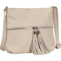 Toscanto Umhängetasche Toscanto Tasche beige Umhängetasche (Umhängetasche), Damen Umhängetasche Leder, beige ca. 30cm x ca. 23cm