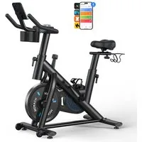 MERACH Heimtrainer Fahhrad für Zuhause, leises Fitnessbike mit Tablet-Halter (8-stufiger Magnetwiderstand, 2-Wege verstellbare rutschfeste Lenker, 1-tlg., Hometrainer Fahhrad mit LED-Display, Bluetooth, 136KG Belastbar), Indoor Cycling für Kardiotrai