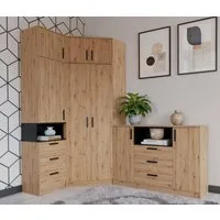 Marmex Möbel Mehrzweckschrank-Set Grant Set 36 A Schlafzimmer Jugendzimmer, (5-St., Regal, Eckschrank, Kommode, zwei Schrankaufsätze), Soft-Close-Scharniere, Vollauszug der Schubladen