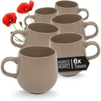 Moritz & Moritz Tasse ALHAMBRA Kaffeebecher Mousse, 6-tlg., Steinzeug, Hochwertiges Steinzeug, Spülmaschinengeeignet