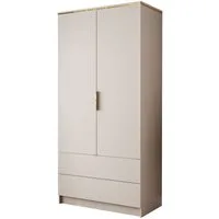 Lookway Kleiderschrank AURORA KASCHMIR 2D2S Drehtürenschrank mit Schubladen (Kleiderschrank mit stilvoller Umrandung in Goldoptik) 100x210x57