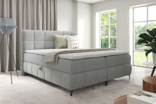 Boxspringbett Schlafzimmerbett SOPHIE 160x200cm Stoff Aragon Hellgrau