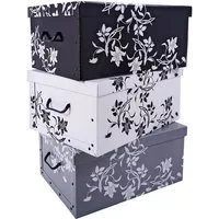 Spetebo Aufbewahrungsbox Storage Box 49x39x24 - 3er Set - Blumenmuster (Set, 3 St., Aufbewahrungsboxen), Stapelbox Geschenkbox
