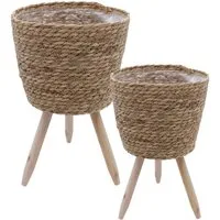 Spetebo Blumentopf 2er Set Weide Pflanztopf (2er, 2 St., Set), ca. 40 x 26 cm und 35 x 23 cm von Innen mit Folie ausgekleidet