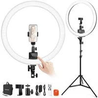 Neewer Ringlicht 18" Ringlicht mit Ständer und Telefonhalter, 2,4G & Touch Control, SRP18-2,4G 42W 3200-5600K für Tattoo Wimpern Friseur Fotografie