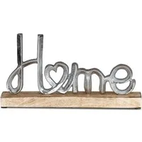 Levandeo® Deko-Schriftzug, Aufsteller Mango Schriftzug Home H11cm Metall Holz Deko Mangoholz