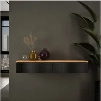 Planetmöbel Konsolentisch AMYRA (Wandmontage, 100 x 16 x 35 cm, Gold Eiche - Schwarz), Wand-Konsole für Garderobe, Flur und Schminktisch