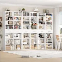 HOMECHO Bücherregal, 185,5 cm hoch Standregal mit 8 Ebenen und 2 Schubladen