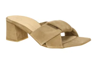 Paul Green Damen Pantoletten 6127-000 Beige Dakar Echtleder Blockabsatz 5,5cm...