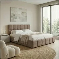 IDIMEX Polsterbett EMILIA, 180x200 cm mit Lattenrost und gepolsterter Steppung Webstoff Braun