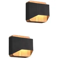 TRIO Leuchten LED Wandleuchte, Dimmfunktion, LED fest integriert, Warmweiß, innen, klein-e Holz-lampe Wandstrahler Updown Leuchte dimmbar Ø12cm