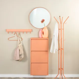Spinder Design Garderobenständer "Jessy" Platzsparender Garderobenständer aus Stahl, 8 Haken & Schirmständer